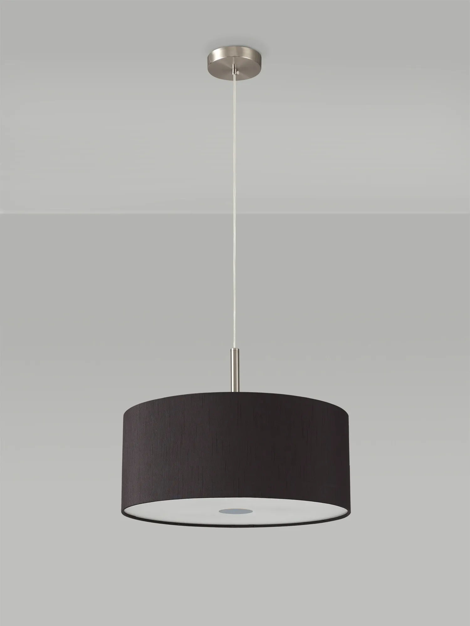 Baymont 40cm 3 Light Pendant Satin Nickel, Black, Frosted Diffuser DK0439  Deco Baymont SN BL